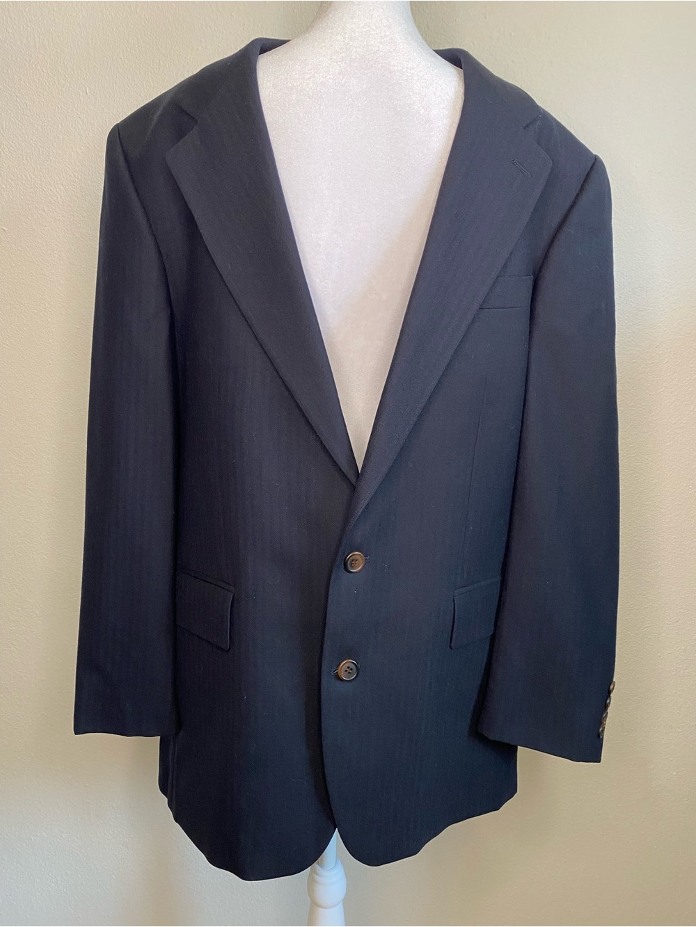 VTG Ralph Lauren Polo University Club Black Wool Blazer 42T Striped Two-Button